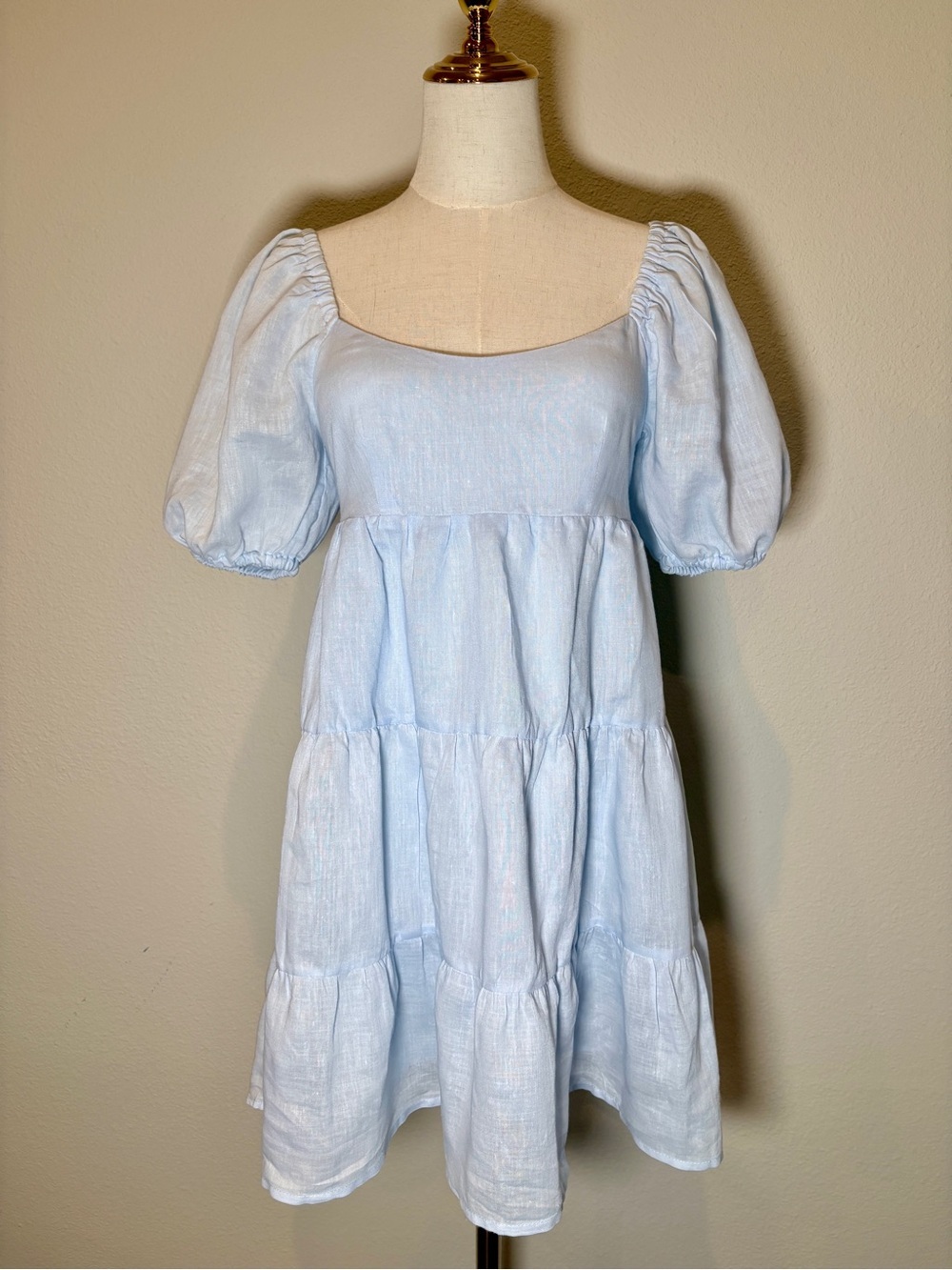 NIA Silvana Blue Tiered Ruffle Mini Dress Size XS